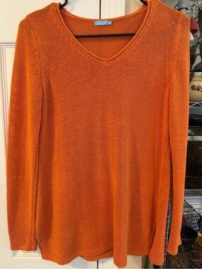 J. McLaughlin Orange V-Neck Loose Knit Top